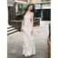 Phong cách mới Pure Desire Style Ren Trim Polka Dot Sling Dress Slim-fit Ôm dáng đẹp hơn Váy dài ngọt ngào