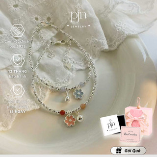 Vòng Tay Nữ Bạc 925 PJN Charm Hoa Hạt Xinh Xắn 2 Màu, Phù Hợp Với Mọi Phong Cách Thời Trang VT04