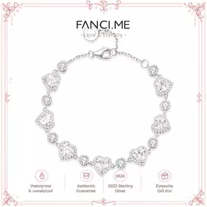 FANCIME "Ms Charming" Halo Heart Vòng tay Tennis Sterling Silver Birthstone