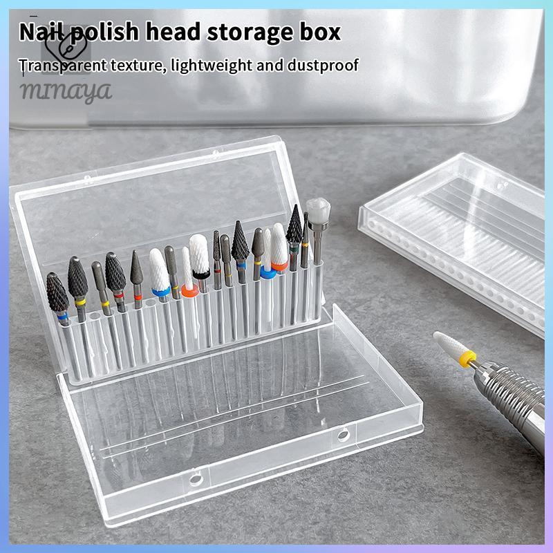[MINAYA] Hộp lưu trữ mũi khoan móng tay 20 / 24 lỗ Giá đỡ đầu mài móng tay Giá đỡ màn hình Bộ làm sạch Máy cắt chống bụi Dụng cụ làm móng tay VN
