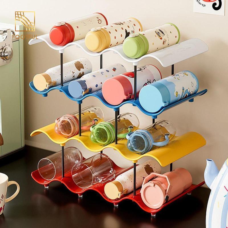 Cốc Cốc Cốc Có Thể Xếp Chồng Chai Lưu Trữ Thiết Kế Sóng Cho Nhà Bếp Tủ Lạnh Hộp Đựng Cocktail