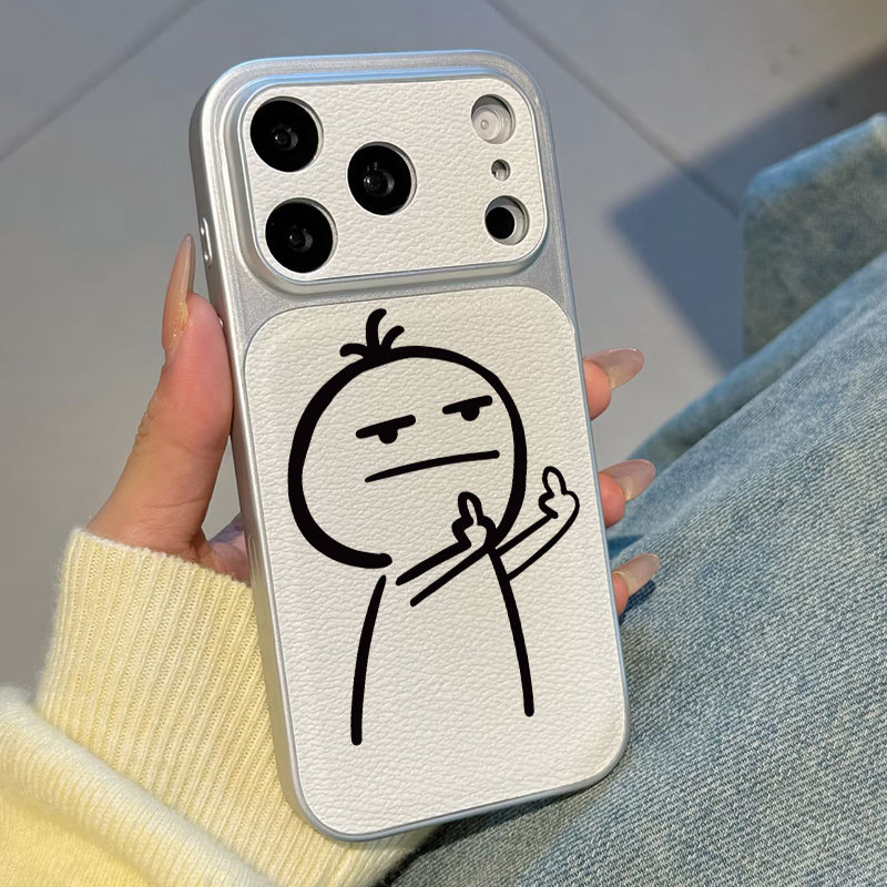 Ốp lưng iPhone họa tiết da mạ biểu tượng cảm xúc iPhone 17 16 15 14 13 12 11 Pro Max Plus Max