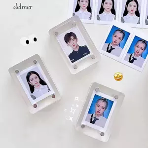 DELMER Khung Ảnh Đứng Khung Ảnh Trong Suốt Thực Tế Photocard Chủ Sáng Tạo Kpop Thần Tượng Thẻ