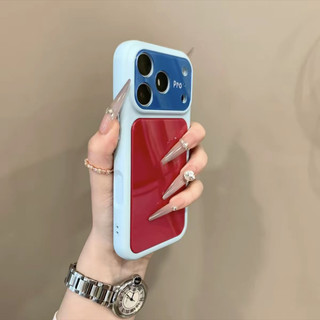 Ốp Điện Thoại Di Động Cửa Sổ Lớn Màu Sắc Tương Phản Sang Trọng Cho iPhone17 Pro Max 16 15 14 13 Pro Max Bảo Vệ Camera Chống Sốc Ốp Lưng Cứng Chống Rơi