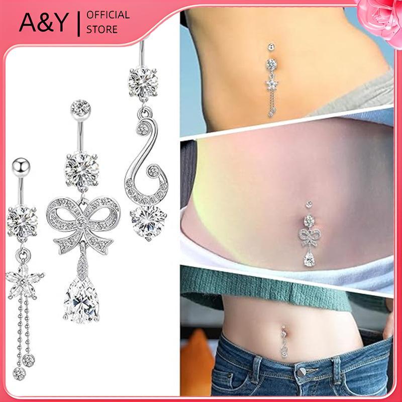 A & Y Giả Bụng Nhẫn Không Xuyên Rốn Bụng Nút Pha Lê Sụn Kẹp Trên Bông Tai Phụ Kiện Trang Sức Cơ Thể.