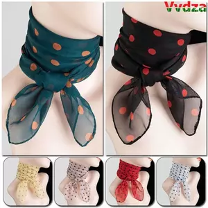 Khăn lụa nhân tạo VVDZA, Khăn choàng mềm voan mỏng vuông, Khăn chống nắng đi biển cổ Warp Khăn lưới in chấm bi