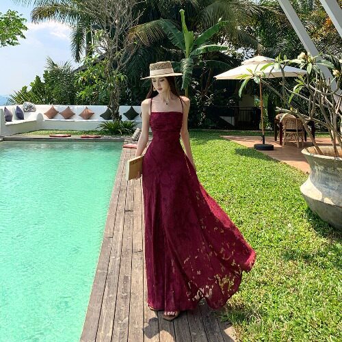 Đầm ren hoa maxi khí chất mùa hè