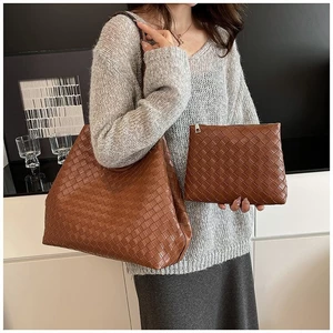 Túi Tote Retro Giả Dệt Họa Tiết Đơn Giản Dung Tích Lớn Túi Đeo Vai Thời Trang Phù Hợp Với Công Việc Đi Làm Túi Xách