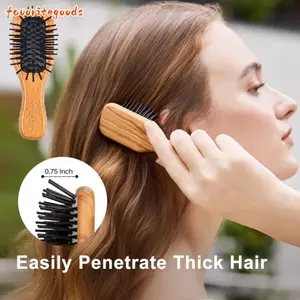 Bàn chải tóc Mini FAVORITEGOODS, Kích thước bỏ túi Giảm bàn chải mái chèo đệm nhỏ, Nóng với lông mềm Bàn chải Detangler răng linh hoạt dành cho nữ Du lịch nam và trẻ em