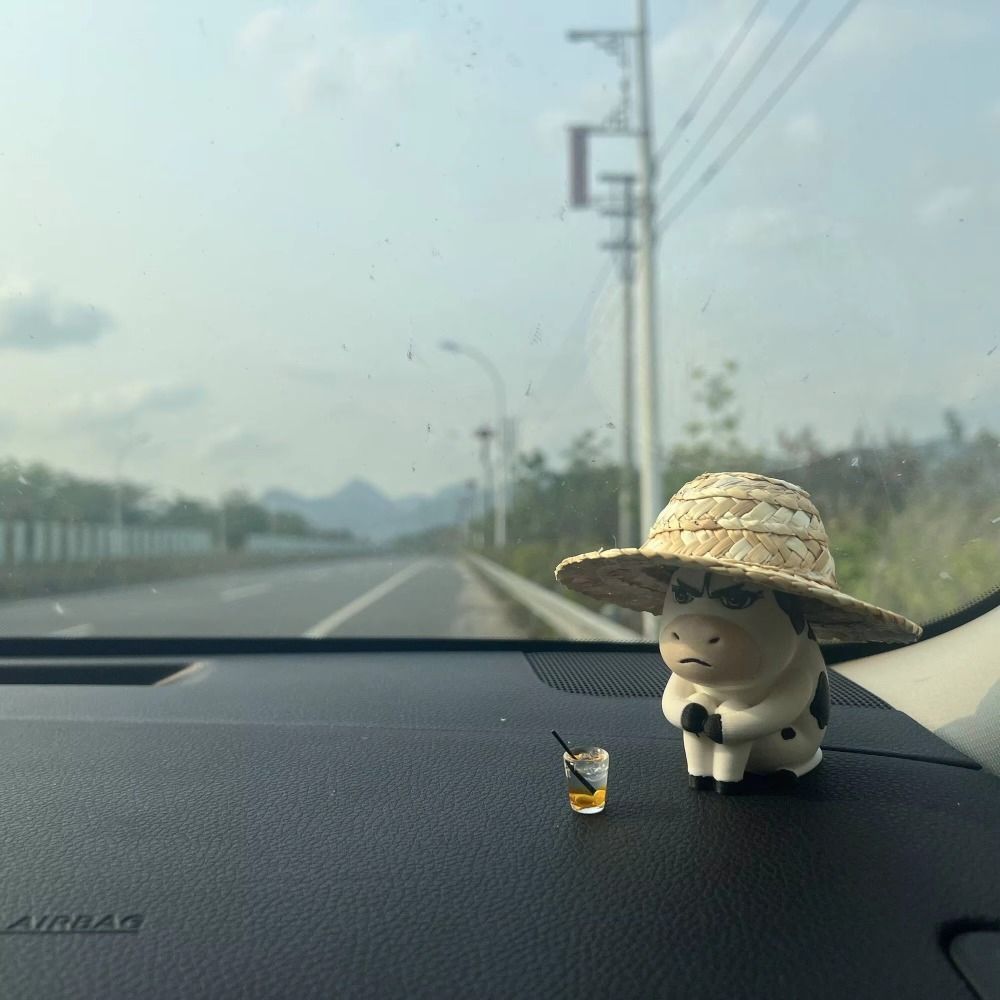 LACYES Búp Bê Bò, Hình Bò Cỏ Dễ Thương Xấu Xí, Quà Tặng Giải Nén Xe Dễ Thương Trang Trí Xe Ô Tô