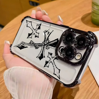 Ốp Điện Thoại Di Động Cho Xiaomi Redmi Note 15 14 13 12 Pro Plus 5G 12 4G Redmi 15 15A 15C 14C 12C 13 12 A7 Pro Vỏ Dark Gothic Cross Mark Mạ Silicon Trong Suốt Mềm Mại