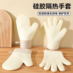 Găng Tay Chống Bỏng Cách Nhiệt Dày Chịu Nhiệt Độ Cao Lò Nướng Nhà Bếp Silicon Chuyên Dụng Chống Trơn Trượt Nhiệt-