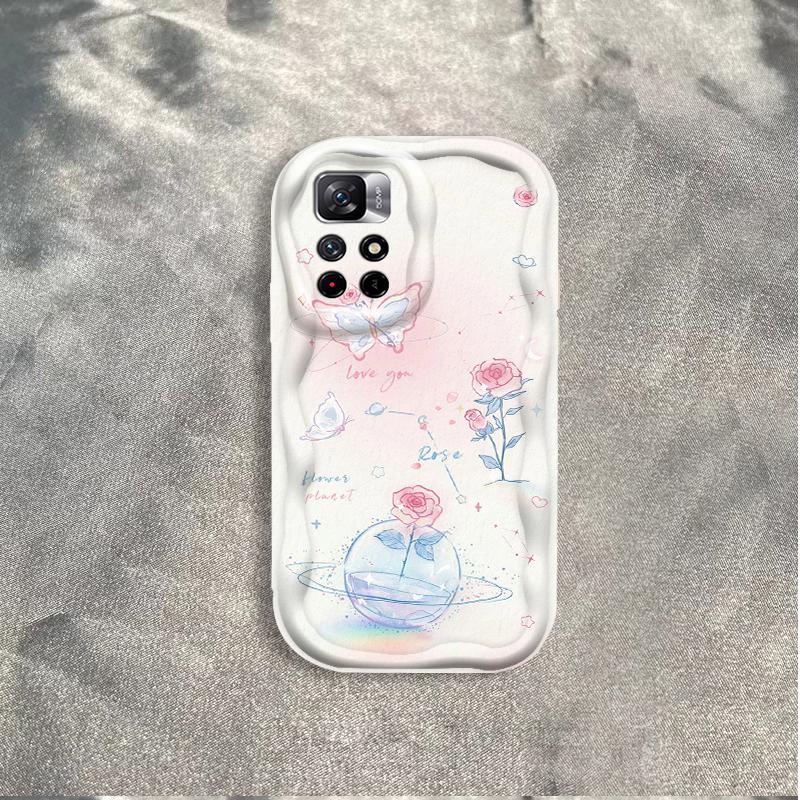 Thích Hợp Cho Redmi 10 Note 11 11S 12 Pro 4G 3D Phụ Kiện TPU Mềm Hoa Tím Hoa Hồng Tulip Ins Phong Cách Chống Sốc Ốp Điện Thoại