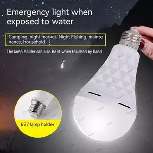 Bóng đèn khẩn cấp PYCOU, Bóng đèn LED E27 có thể sạc lại, Bóng đèn khẩn cấp không nhấp nháy 7W 9W 12W 15W di động tại nhà