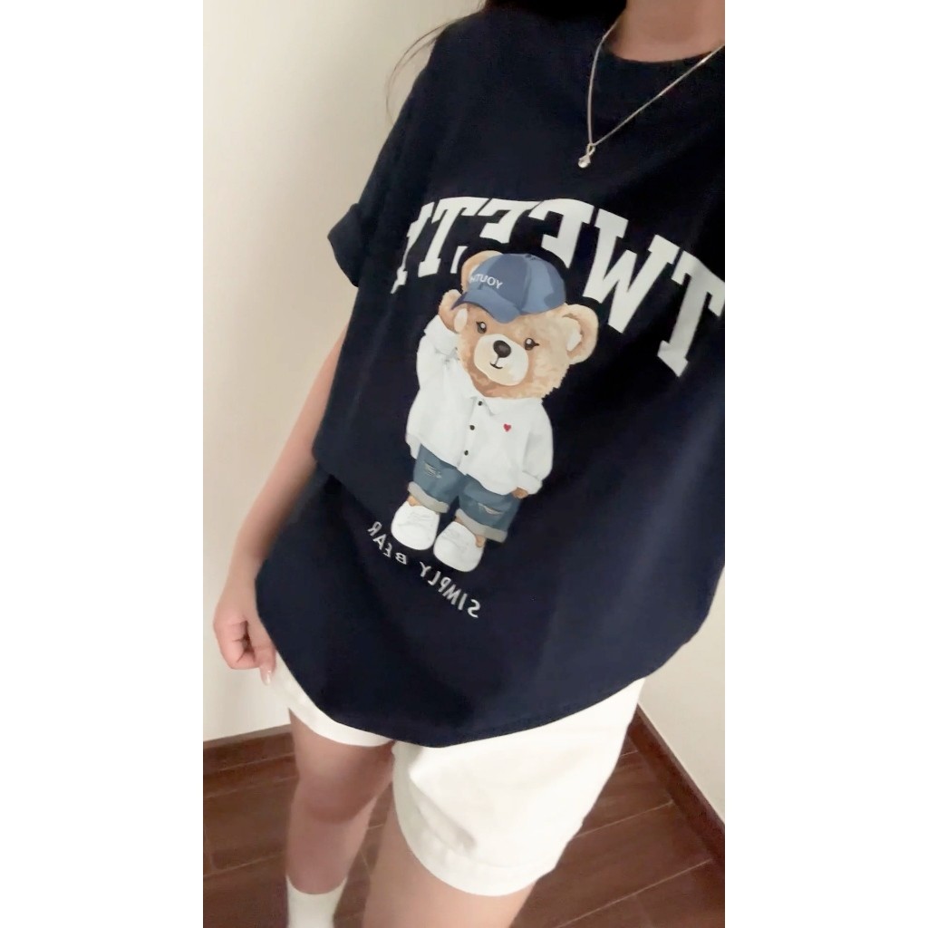（Giao hàng 24h）Angela Áo Thun Nam Nữ Local Brand Tweety Simply Bear Unisex Premium Cotton 220GSM#1