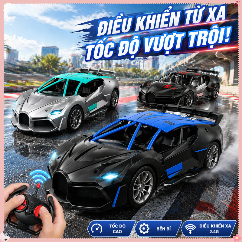 Xe RC điều Khiển Từ Xa – Chất Liệu Nhựa ABS Cao Cấp, An Toàn Cho Trẻ, Kèm Pin Và Cáp Sạc, Quà Sinh Nhật Cho Bé