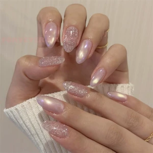 24 Chiếc Hạnh Nhân Móng Tay Giả Màu Hồng Khỏa Thân Mắt Mèo Thoải Mái Mặc Phong Cách Thanh Lịch Cho Đám Cưới Tiệc Sử Dụng Hàng Ngày