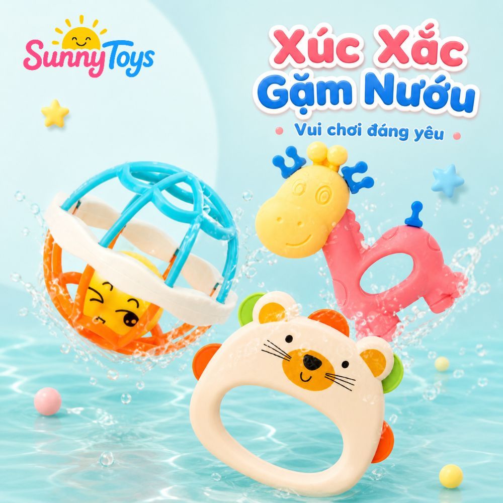 Combo Lục Lạc Gặm Nướu SunnyToys 10 Món - Đồ Chơi Sơ Sinh Giúp Bé Tập Cầm Nắm