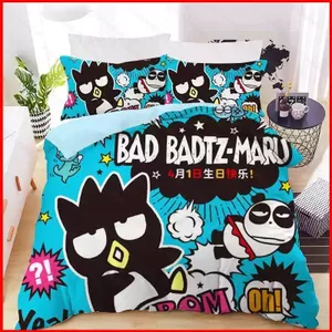 ST2 BADBADTZ-MARU 3IN1 Ga trải giường Vỏ chăn gối Bộ chăn ga gối Phòng ngủ gia đình Bộ đồ Anime có thể giặt được TS2