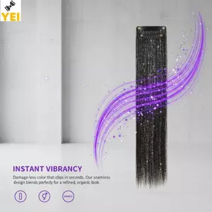 < YEI > Phần mở rộng tóc tổng hợp đầy màu sắc 2 chiếc Lông vũ liền mạch bằng Laser cho chương trình thời trang mới