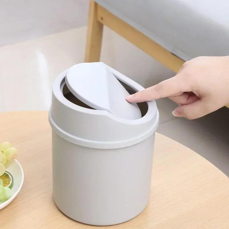 Thùng rác mini có nắp để bàn, phụ kiện giữ vệ sinh phòng ngủ & bàn làm việc