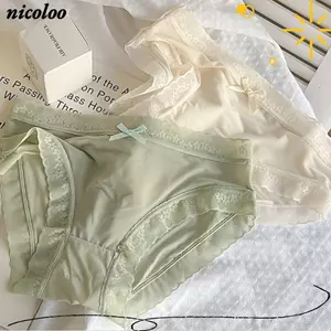 Quần Lót Hoa NICOLOO, Băng Lụa Nơ Thắt Nơ Bé Gái, Ren Traceless Giữa Tầng Undies