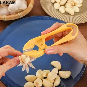 Nhíp thủ công bóc tỏi LAKAM, Dụng cụ gọt vỏ tỏi đa chức năng, Dụng cụ loại bỏ thân cây di động Kẹp tóc
