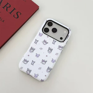 Ốp lưng iPhone in hình toàn diện Kuromi, Nhân vật Sanrio dễ thương cho iPhone16Pro Max Vỏ điện thoại di động 15Plus Cửa sổ đẩy hai trong một cho iPhone17 / 14 / 13 / 12 / 11 Giá đỡ cửa sổ đẩy