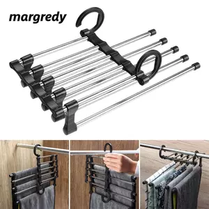 MARGREDY Quần Áo Magic Móc Treo Có Thể Điều Chỉnh 5 Trong 1 Quần Gấp Thắt Lưng Bảo Quản