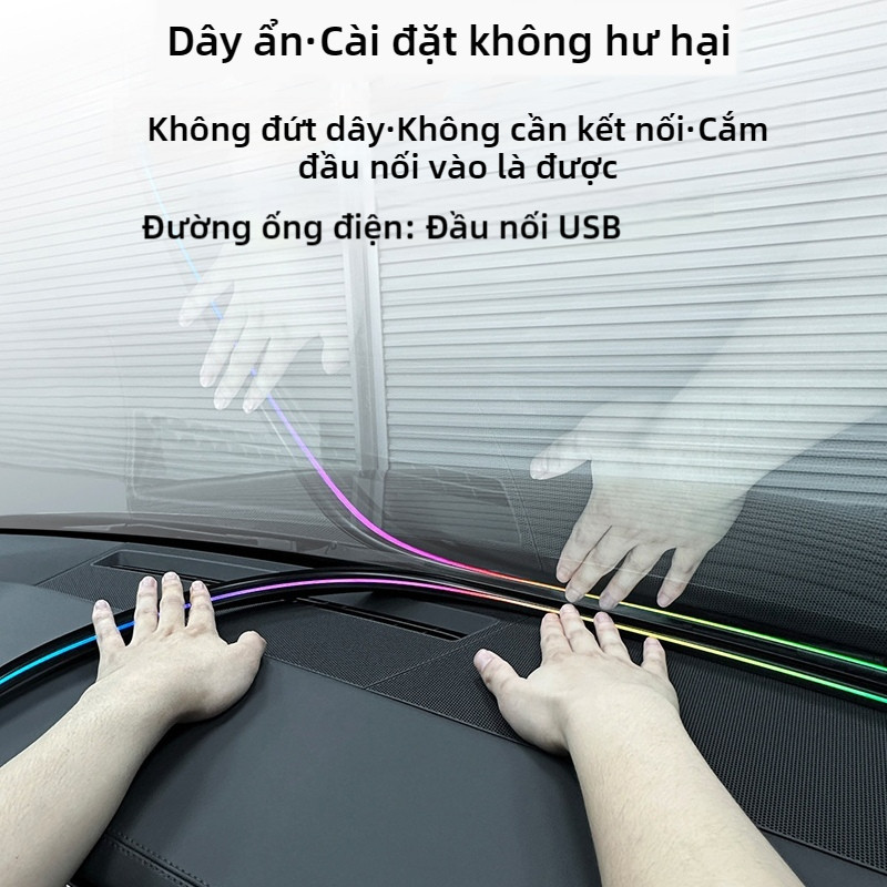 Dải đèn LED viền bảng điều khiển ô tô SEAMETAL dài 1,5 mét, đèn trang trí đa chức năng RGB, dải đèn LED đa chế độ giảm tiếng ồn và chống bụi