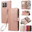 YJD Ốp Lưng Cho Xiaomi 17T Pro Magic8Lite Màu Da Dây Kéo Nhiều Khe Cắm Thẻ Dây Đeo Tay Chống Rơi Vỏ Điện Thoại