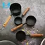 Bộ cốc đo bằng thép không gỉ tay cầm bằng gỗ dùng làm bánh, cà phê, pha chế - Dụng cụ nhà bếp