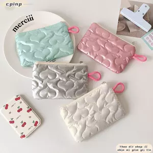 Túi đựng băng vệ sinh CPINCP, Dây kéo Ví đựng tiền xu trái tim tình yêu, Túi trang điểm dung tích lớn di động dễ thương Tai nghe Key Lipstick