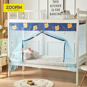 XYLBY14 Ký túc xá sinh viên Lưới chống muỗi mã hóa 0,9m Tầng trên Tầng dưới 1,2m Giường đơn Họa tiết hoạt hình Chống bụi Top Che nắng Lưới chống muỗi