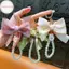 Hodou Thời Trang Lớn Nơ Ruy Băng Ngọc Trai Móc Chìa Khóa Nữ Nhiều Màu DIY Chìa Khóa Mặt Dây Treo Trang Trí Túi Ngọt Phụ Kiện VN