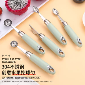 Thép không gỉ 304 Bóng Đào Trái Cây Bóng Chia Khắc Dưa Hấu Cắt Kem Tròn Thìa Trái Cây Đào