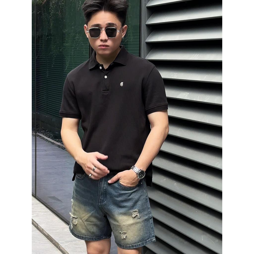 Quần Short Jean Nam DIN, Quần Xanh Đậm Vàng Form Trên Gối Rách Nhẹ, Phối Đồ Dễ, Phong Cách Streetwear Năng Động R2212