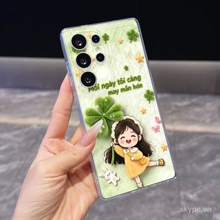 Ốp Điện Thoại Mới Clover Girl Bốn Lá Thích Hợp Cho Samsung A13 A05 A03 S23 S24 S25 ULTRA S22 S23PLUS S24PLUS A02S A12 A06 S23ULTRA Vỏ Bảo Vệ Chống Sốc
