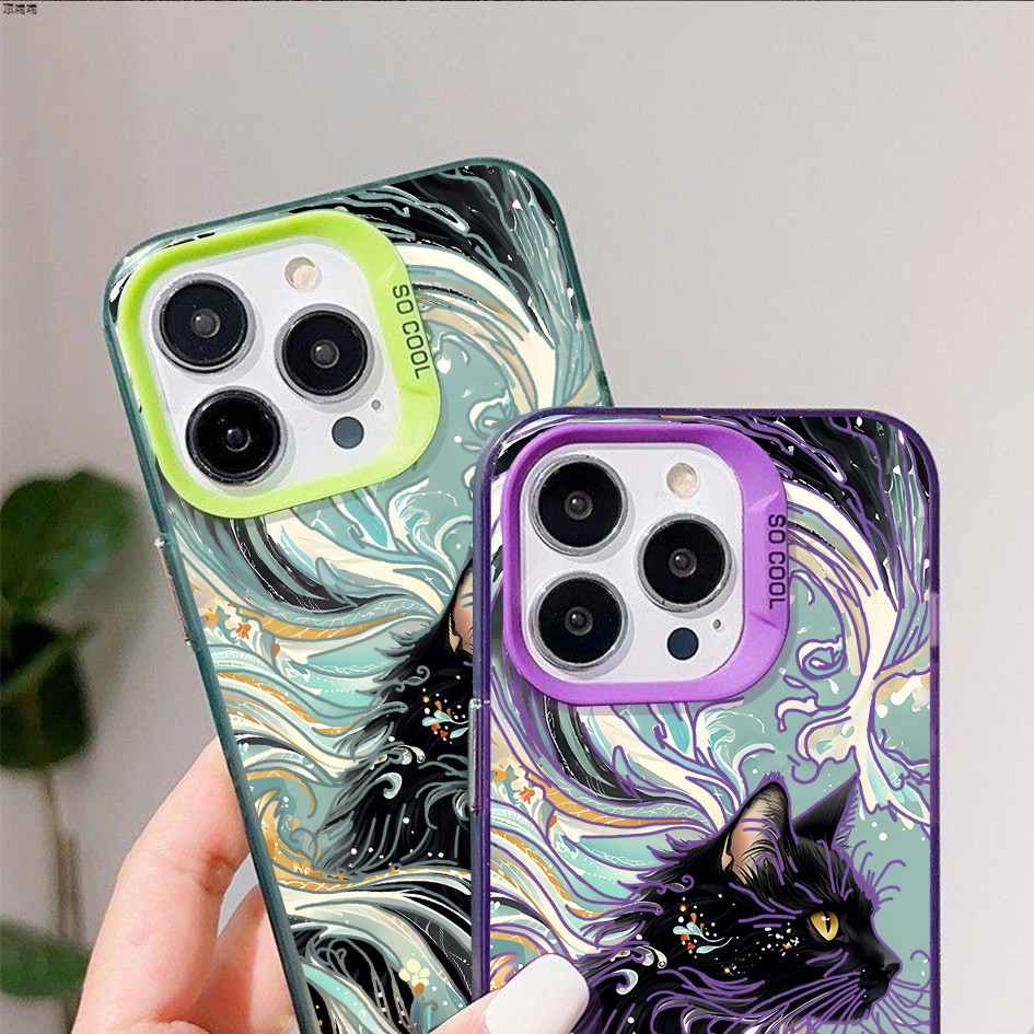 Ốp điện thoại mờ hình chú mèo may mắn của Kanagawa cho iPhone 17 Pro Max 16 Pro / 15 14 13 iPhone 12 11 X Xr 7 8 SE Vỏ iPhone chống sốc