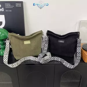 E-WOITD Túi đeo chéo vải nhung thông thường Dung tích lớn Túi Tote nữ Túi đeo vai đơn giản thời trang đơn giản E-WOITD