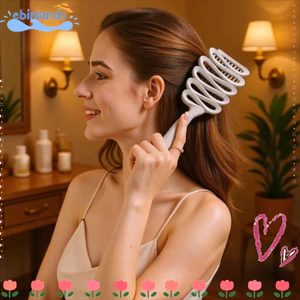 EBINLANDS Lược Cong Lớn Rỗng, Lược Tạo Kiểu Lông Mềm Bằng Nhựa, Lược Massage Da Đầu Chống Tĩnh Điện Thời Trang Salon