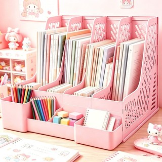 Kệ đựng tài liệu 4 ngăn giá khay để bàn sách vở A4 hồ sơ bút decor văn phòng học sinh nhiều màu