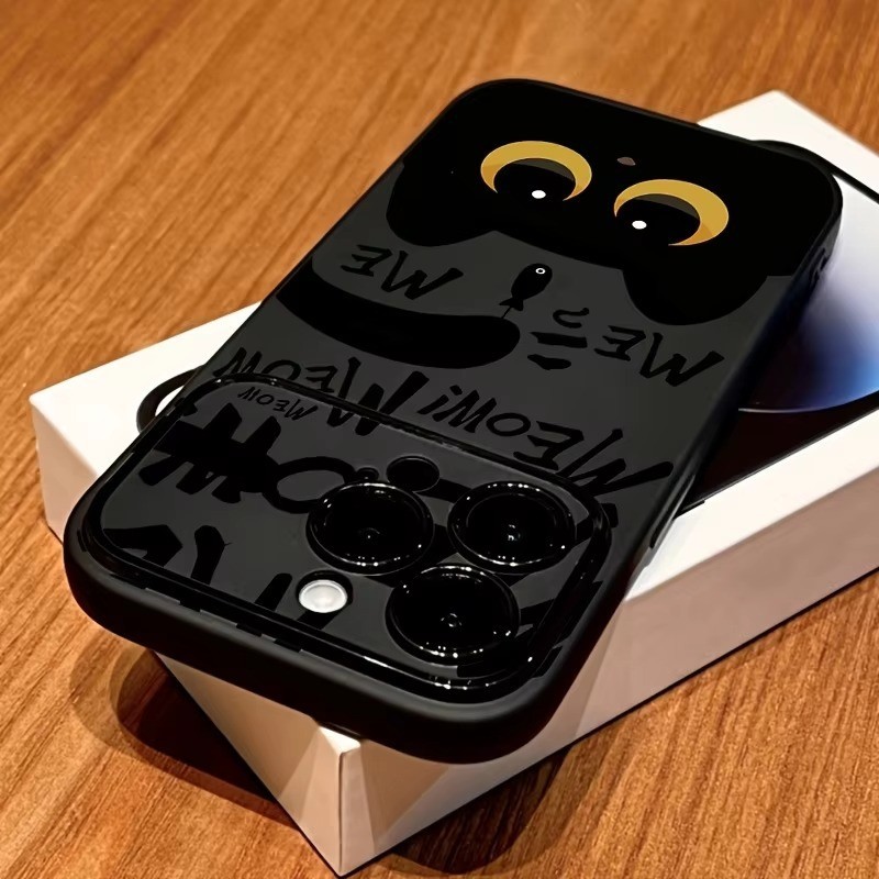Phim Hoạt Hình Mèo Đen Ăn Cá Họa Tiết Ốp Lưng Điện Thoại iPhone 17 16 15 14 13 12 11 PRO MAX X XS XR Plus Vỏ Mềm Chống Sốc