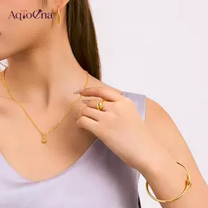 AqToCna Thời Trang 4 Giọt Nước Bộ Trang Sức Nelace Vòng Tay Bông Tai Nhẫn Nữ Quà Tặng Ngày Lễ Tình Nhân AqToCna
