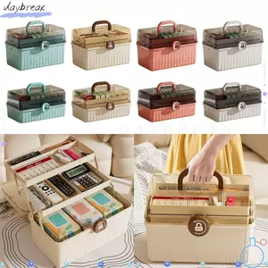 Bộ sơ cứu DAYBREAK, có tay cầm Hộp thuốc có thể gập lại, Công cụ hộp đựng máy tính để bàn trang điểm nhiều lớp dung tích lớn di động tại nhà