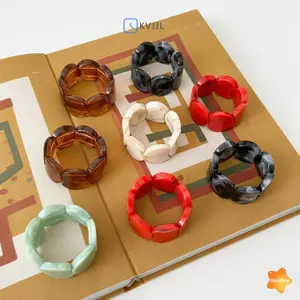 Nữ 1 Chiếc Vòng Tay Nhựa Nối Tròn Không Đều Dây Đàn Hồi Boho Trang Sức Thời Trang Tuyên Bố Tặng Mới