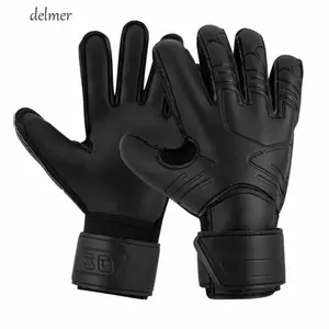Găng tay thủ môn DELMER, Găng tay bóng đá cao su chống mài mòn màu đen, Găng tay thủ môn bóng đá PU dễ đeo bền bỉ / Thanh niên / Trẻ em