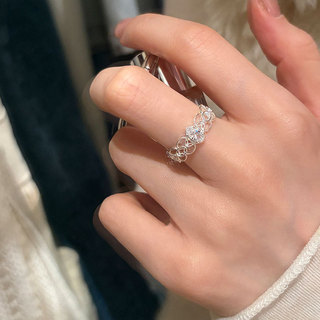 Nhẫn Ren Rỗng Kim Cương Có Thể Điều Chỉnh Nhẫn Nữ Phong Cách Hàn Quốc Cao Cấp Ánh Sáng Sang Trọng Vintage Thời Trang Đa Năng Mở Nhẫn