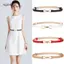 AqToCna Thời Trang Đơn Giản Nữ Da Skinny Thắt Lưng Cho Đầm Có Thể Điều Chỉnh Thắt Lưng Mỏng Thắt Lưng Đầm Với Vintage Vàng Bule Giả Leathe AqToCna