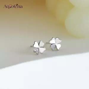 Bông tai cỏ bốn lá AqToCna, kiểu dáng nhỏ nhắn thanh lịch, hoa thời trang, phong cách trẻ trung